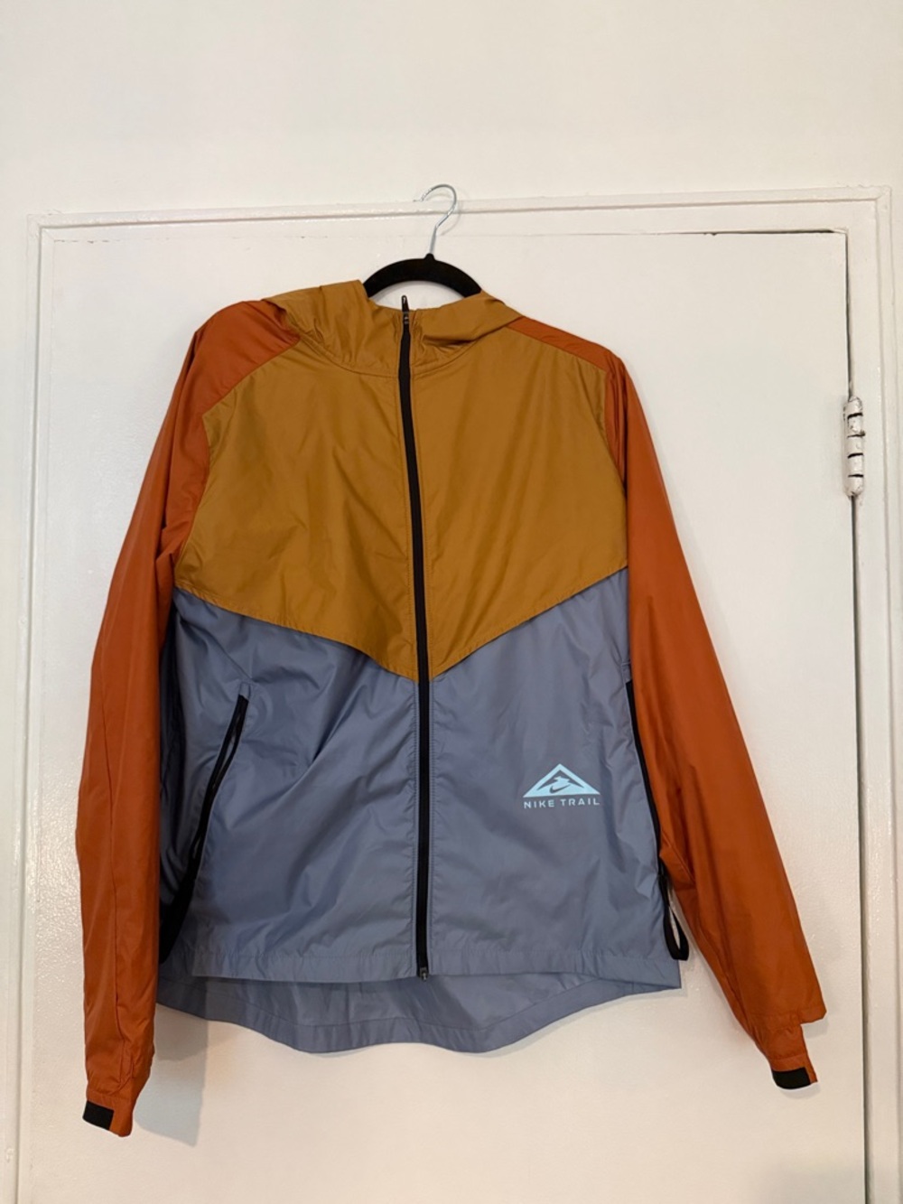 Nike Colorblock Trail Windbreaker Jacket - Rust Orange, Mustard, Gray (new)
